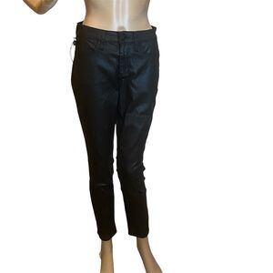 Rock & Republic Berlin Mid-Rise Skinny Jeans Black Coated Matte Shine Size 8 NWT